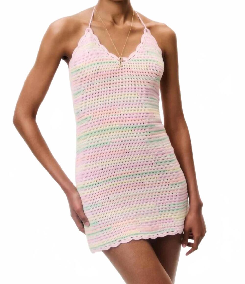 NEW LOVESHACKFANCY women's zoa cotton crochet mini dress in white